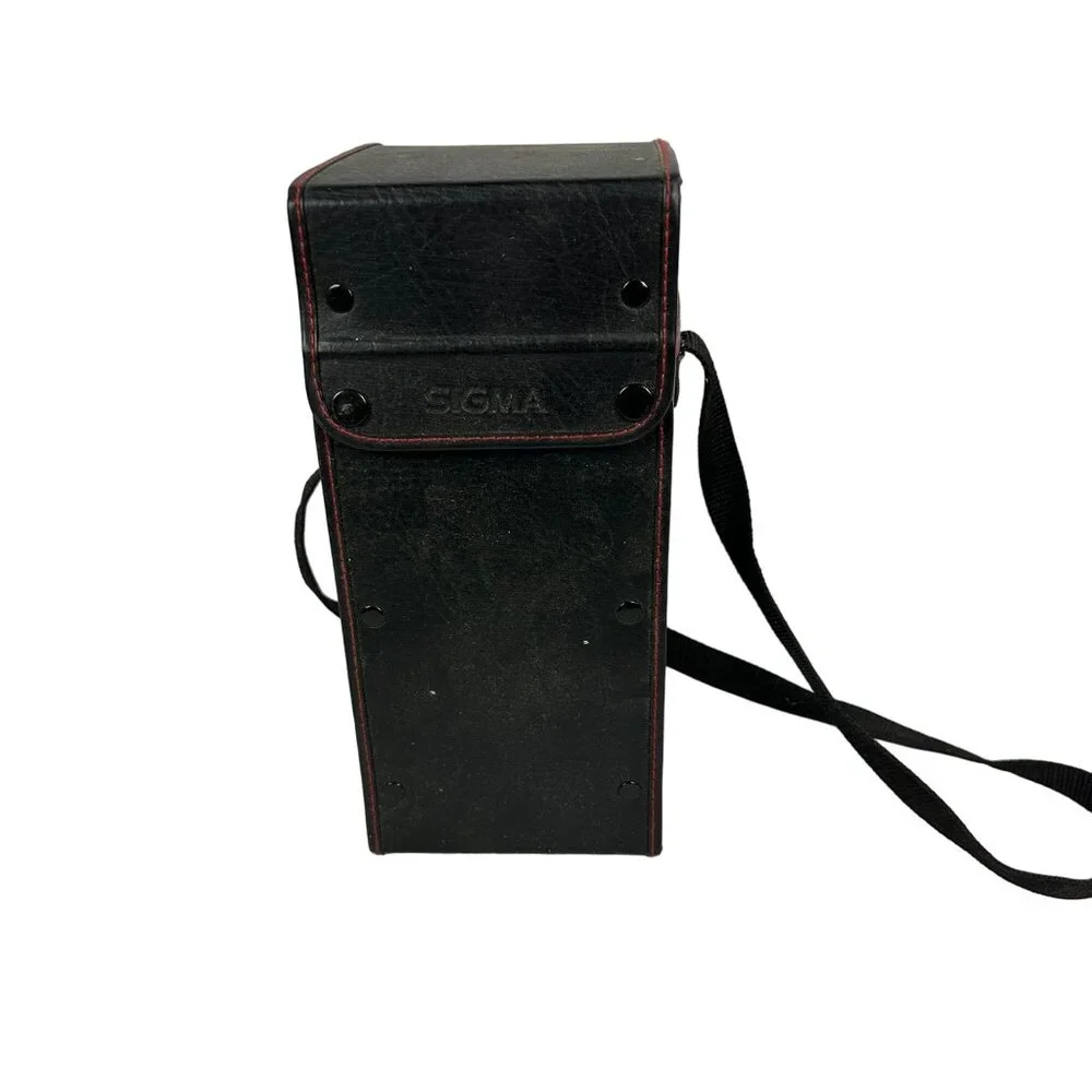 Vintage Sigma Camera Lens Case Black Leather Strap
